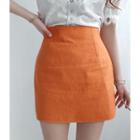 Zip Back Linen Mini Skirt