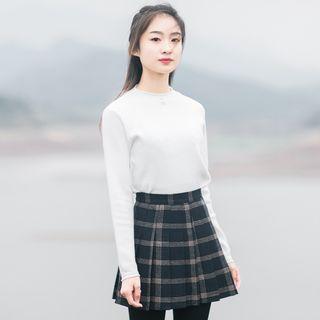 Mock Neck Beaded Plain Sweater