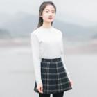 Mock Neck Beaded Plain Sweater