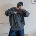 Crewneck Plain Zip Oversize Sweatshirt