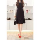 Round-neck Ruffle-hem Pinafore Dress