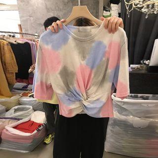 Knot Printed Short-sleeve Cropped Top