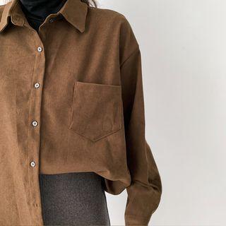 Mock Two Piece Loose-fit Long-sleeve Shirt