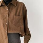Mock Two Piece Loose-fit Long-sleeve Shirt