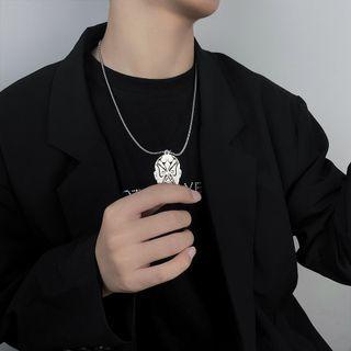 Chinese Opera Face Mask Pendant Stainless Steel Necklace 1 Pc - Silver - One Size