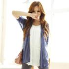 Lace-panel Open-front Cardigan