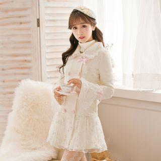 Double-breasted Long-sleeve Knit Coatdress