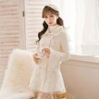 Double-breasted Long-sleeve Knit Coatdress