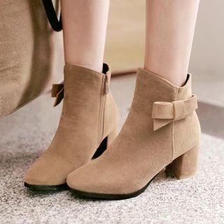 Bow Chunky Heel Ankle Boots