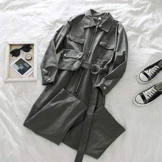 Long-sleeve Zipped Cargo Jumper Pants