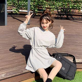 Band-waist Flared Mini Pullover Dress