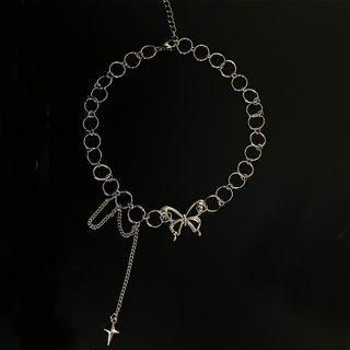 Butterfly Alloy Choker 1 Piece - Silver - One Size