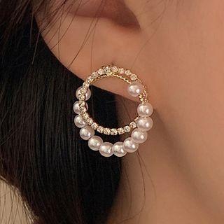 Faux Peal Rhinestone Drop Earring