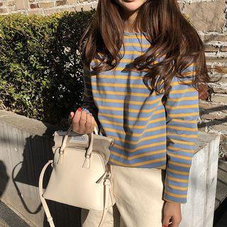 Long-sleeve Striped T-shirt Stripes - Yellow & Blue - One Size