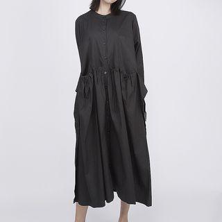 Long-sleeve Drawstring Miidi Dress