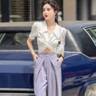 Short-sleeve Crinkled Shirt / Wide-leg Pants