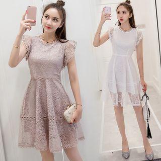 Sleeveless Perforated Panel A-line Dress