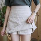 Inset Shorts Ramie A-line Miniskirt