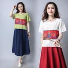 Short-sleeve Embroidered Panel T-shirt