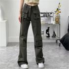 High-waist Pocket Boot-cut Cargo Pants