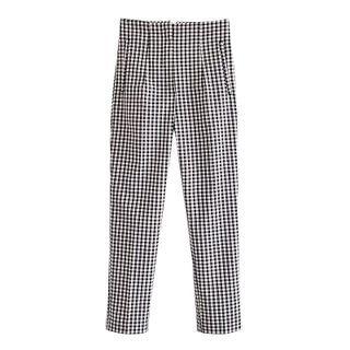 High-waist Gingham Straight Leg Pants