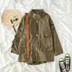Stand Collar Cargo Jacket Army Green - One Size