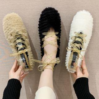 Fluffy Lace-up Flats