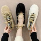Fluffy Lace-up Flats