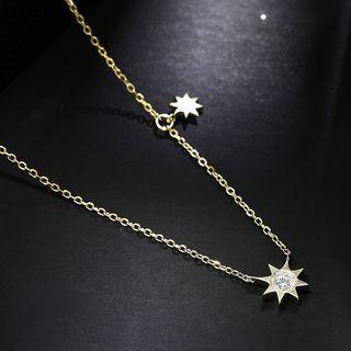 Sterling Silver Rhinestone Sun Necklace