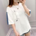 Printed Pocket Elbow-sleeve T-shirt