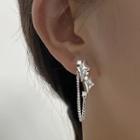 Rhinestone Star Stud Earring 1 Pc - Right - With Earring Back - Silver - One Size