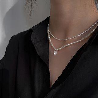 Freshwater Pearl Pendant Necklace / Sterling Silver Choker / Set