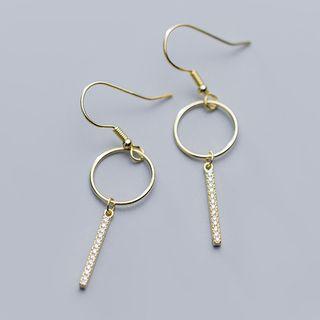 925 Sterling Silver Hoop & Bar Dangle Earring 1 Pair - Earring - One Size