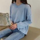 Drop-shoulder Pastel-color Knit Top