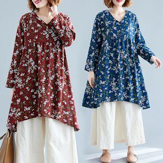 Long-sleeve Floral Print Tunic