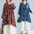 Long-sleeve Floral Print Tunic