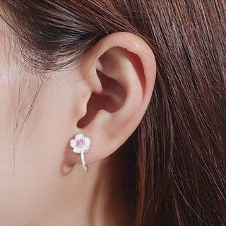 Flower Sterling Silver Cuff Earring 1 Pair - Clip On Earring - Silver - One Size