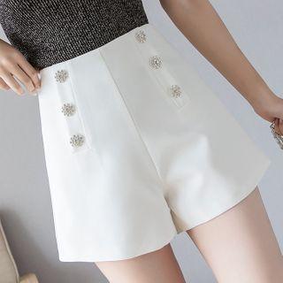 Rhinestone Buttoned Dress Shorts