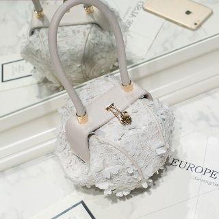 Faux-leather Flower Accent Satchel