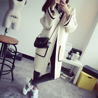 Contrast Trim Knit Coat