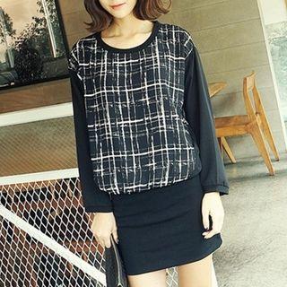 Check Panel Mock Two-piece Dress