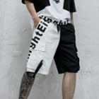 Two-tone Lettering Wide-leg Shorts