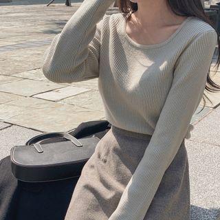 Set Of 2: Scoop-neck Rib-knit Top