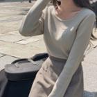 Set Of 2: Scoop-neck Rib-knit Top