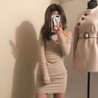 Snap-button Long-sleeve Dress