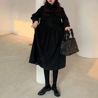 Corduroy Midi A-line Shirtdress As Shown In Figure - One Size