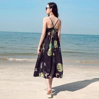 Print Spaghetti Strap Midi Sundress