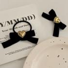 Heart Alloy Ribbon Velvet Hair Tie