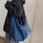 Two-tone Denim Panel Crossbody Bag Blue - One Size