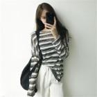 Drop-shoulder Sheer Stripe T-shirt